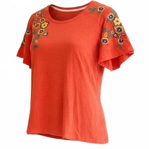 Embroidered Floral Peach Women's Top